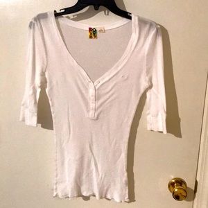 Roxy sheet white cotton waffle tee